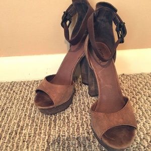 Diesel Brown Suede Ankle Strap Heels Size 37
